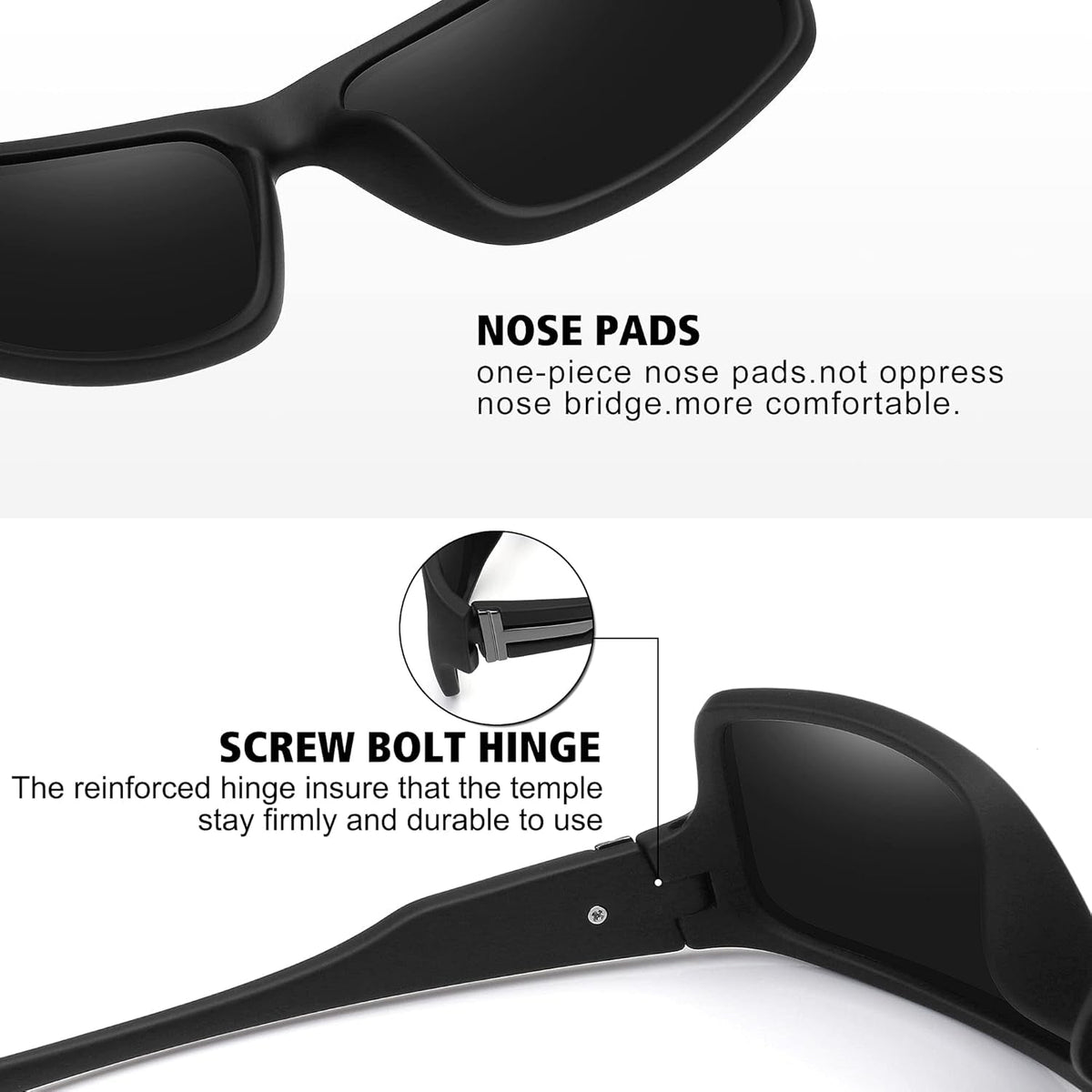Polarized Sports Sunglasses for Men Women Unbreakable Frame Cycling Fishing Driving