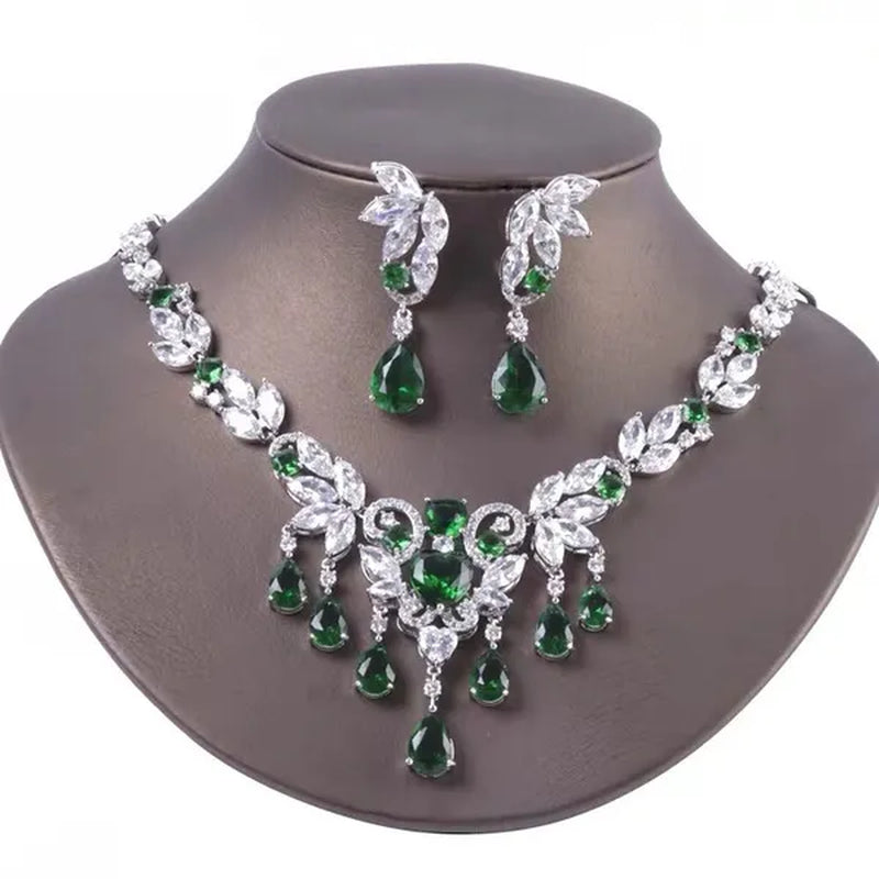 CANDICE Luxury CZ Stone Bridal Jewelry Pave High Quality Yellow Crystal Water Drop Earrings Necklace Wedding Party Set For Brides