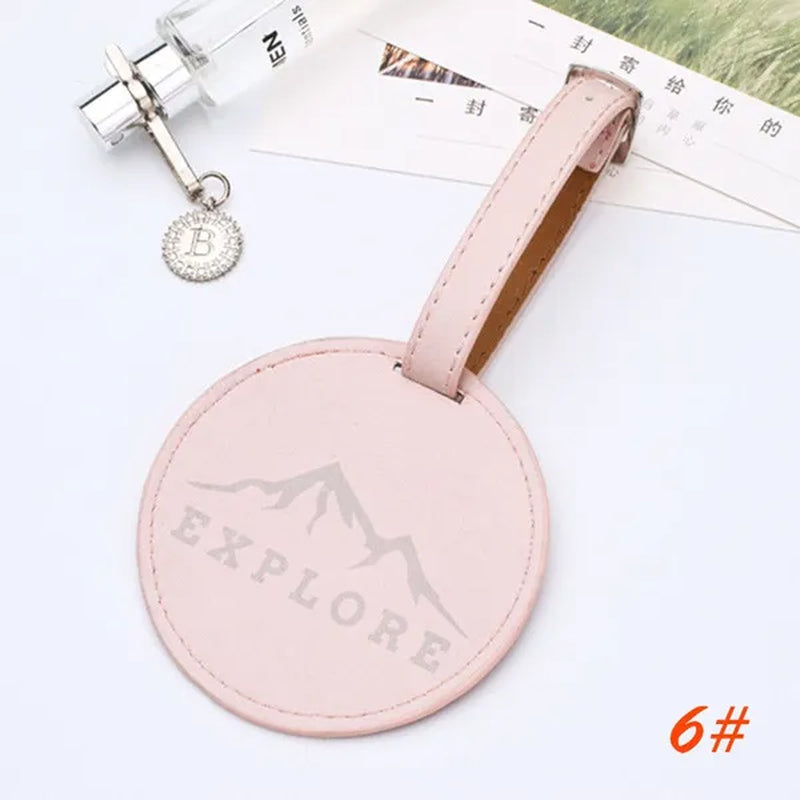 Air Plane Pattern Travel Luggage Bag Tags Handbag ID Tag Name Card Holder with Key Ring （Shape: Round）