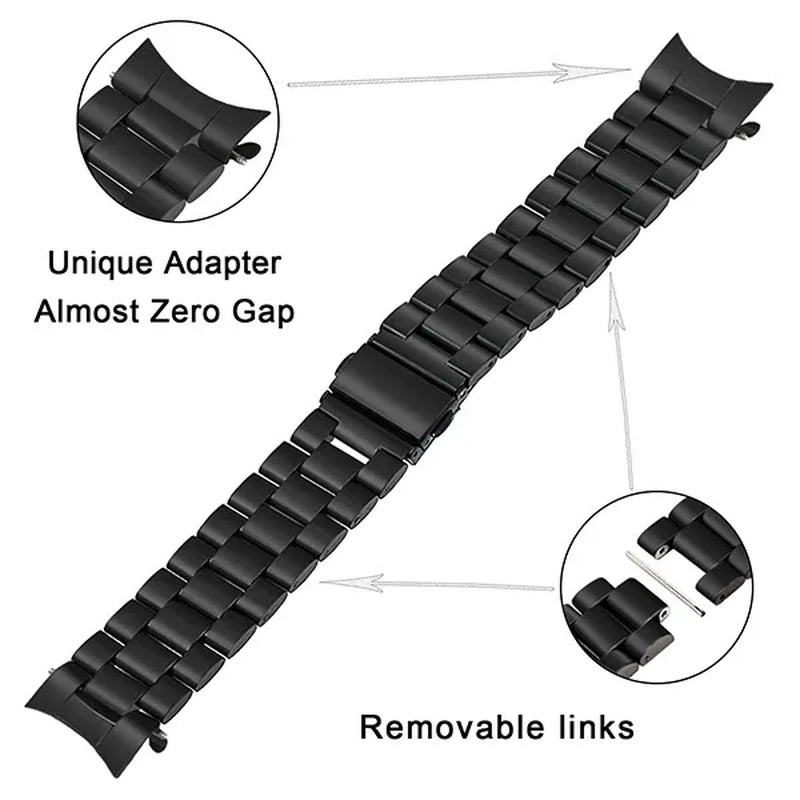 Premium Stainless Steel Watchband for Samsung Galaxy Watch 46mm SM-R800 Sports Band Curved End Strap Wrist Bracelet Silver Black