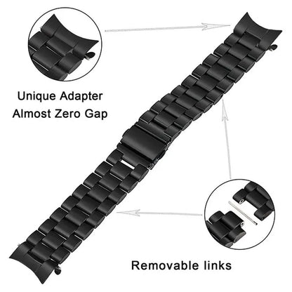 Premium Stainless Steel Watchband for Samsung Galaxy Watch 46mm SM-R800 Sports Band Curved End Strap Wrist Bracelet Silver Black