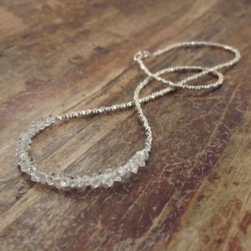 Herkimer Diamond Necklace Herkimer Necklace April Birthstone Necklace Herkimer Diamond Necklaces Raw Crystal Beaded Necklaces