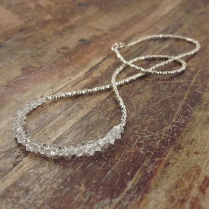 Herkimer Diamond Necklace Herkimer Necklace April Birthstone Necklace Herkimer Diamond Necklaces Raw Crystal Beaded Necklaces