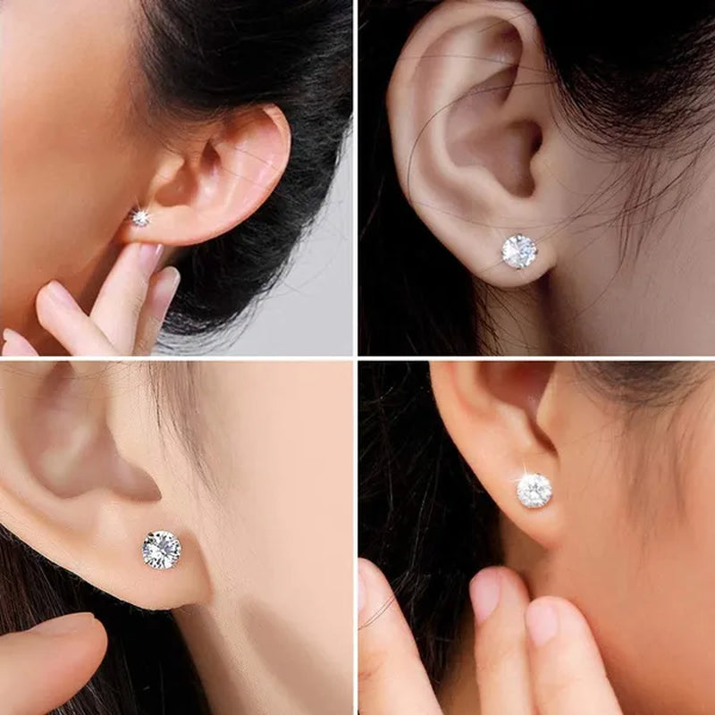 1 Pairs 3-8Mm Unisex Stud Earrings, 316L Stainless Steel round Cubic Zirconia Stud Earring, Ear Cartilage Piercing Earrings 9 Zircon Colors