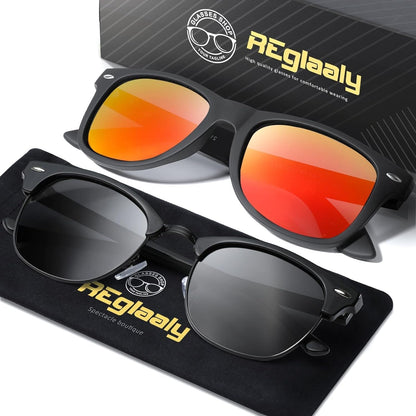 Sunglasses Men and Womens, Polarized Sunglasses for men with UV Blocking Semi-Rimless Frame for Driving & Hiking