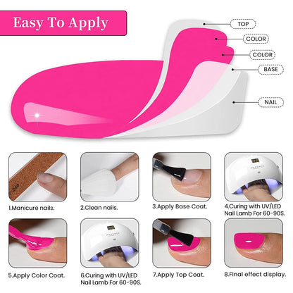 15ML Hot Pink Gel Nail Polish 1Pc Bright Pink Gel Polish Soak off UV LED Nail Gel Polish Nail Art Starter Manicure Salon DIY at Home, 0.5 OZ