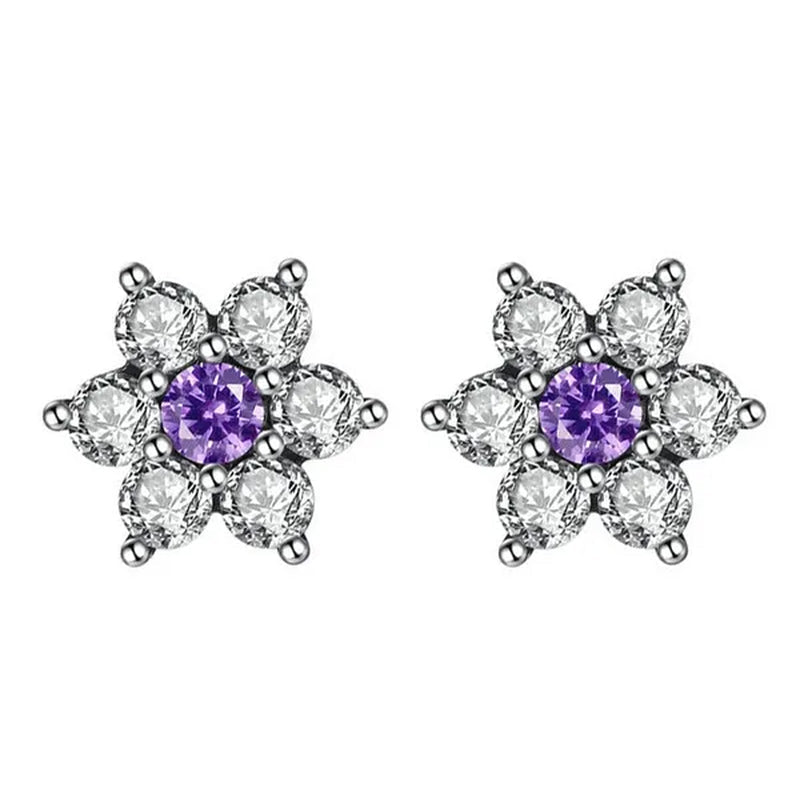 lady 18k white gold plated ruby snowflake ear studs AAAA zircon 925 silver women proposal earrings birthday party fashion jewelry