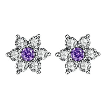 lady 18k white gold plated ruby snowflake ear studs AAAA zircon 925 silver women proposal earrings birthday party fashion jewelry