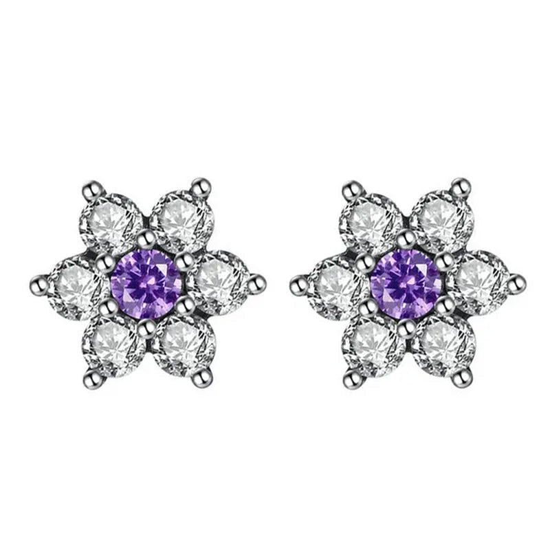 lady 18k white gold plated ruby snowflake ear studs AAAA zircon 925 silver women proposal earrings birthday party fashion jewelry