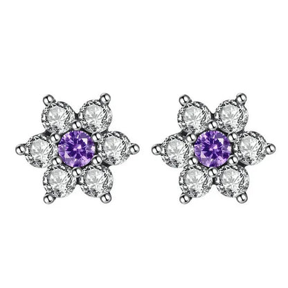 lady 18k white gold plated ruby snowflake ear studs AAAA zircon 925 silver women proposal earrings birthday party fashion jewelry