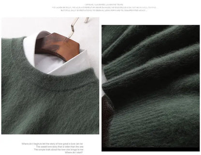Men's Fashion 100% Wool Pure Mink Cashmere Sweater Men 2020 Autumn Winter Clothes Super Warm Pullover Jumper for Men Long Sleeve Robe Hombre Pull Homme Hiver Mens Sweater Maglione Uomo Suéter Masculino Suéter De Los Hombres Plus Size S-XXXL