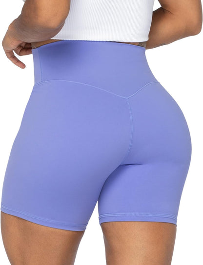 Sunzel No Front Seam High Waist Biker Shorts for Women, Squat Proof Yoga Workout Gym Bike Shorts