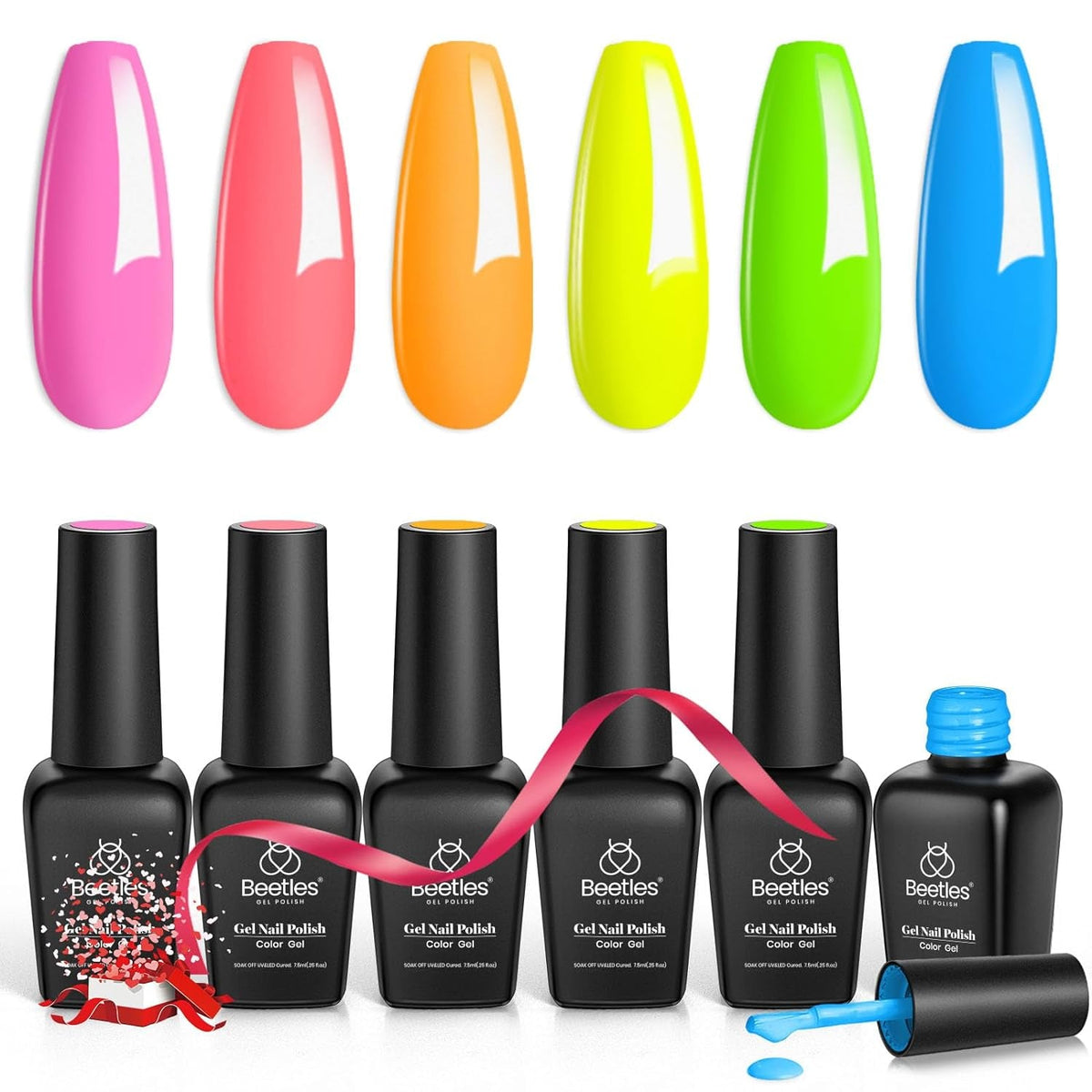Beetles Gel Nail Polish Kit 6 Colors Green Gel Nail Polish Glitter Pearl Gel Nail Polish Spring Gel Polish Soak off Uv LED Nail Lamp Gel Nail Kit DIY Home Nail Manicure Easter Gel Nail Polish