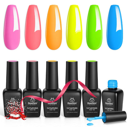 Beetles Gel Nail Polish Kit 6 Colors Green Gel Nail Polish Glitter Pearl Gel Nail Polish Spring Gel Polish Soak off Uv LED Nail Lamp Gel Nail Kit DIY Home Nail Manicure Easter Gel Nail Polish