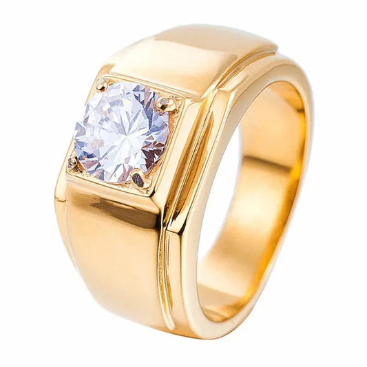 NOVE JEWELRY women men fashion 316L stainless steel charm cubic zirconia cz exquisite ring new elegant engagement & wedding band anniversary gifts silver / gold US Size 7 to 11