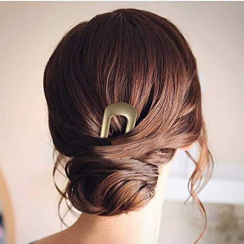 Large French Hair Pins Metal U-Shaped Hair Sticks(Pack of 2, Gold&Silver)