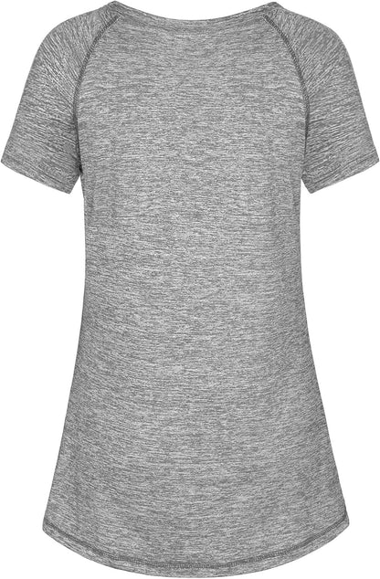 Woman Raglan Sleeve round Neck Irregular Hem Yoga Workout Shirt Sizes M-3XL