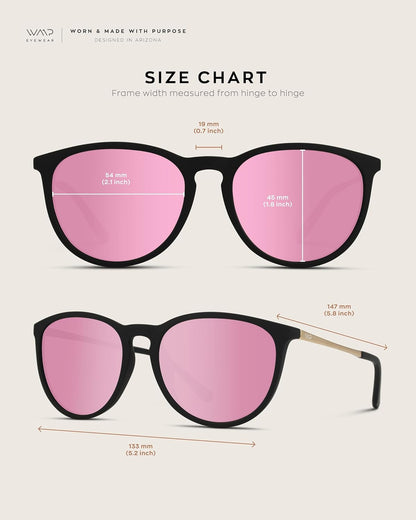 WMP Eyewear Round Sunglasses | Polarized UV Protection | Trendy Sunglasses for Women | Retro Designer Style