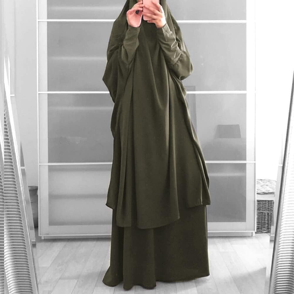 Women'S Muslim Prayer Dress Hijab Scarf Eid Prayer Jilbab Khimar Niqab Burka Abaya Maxi Islamic Arabian Modest Cardi Robe