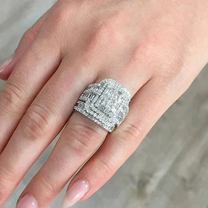 2pcs 100% Original 925 Silver Wedding Band Rings Princess Cut Zirconia Diamond Rings Set for Elegant Women Bridal Lover Rings Gifts Size5-11