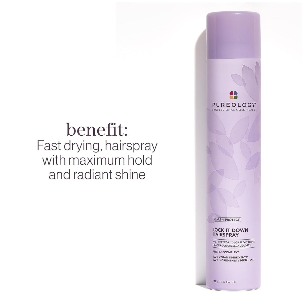 Style + Protect Lock It down Hairspray for Color-Treated Hair - Provides Maximum Hold and Radiant Shine, Silicone Free & Vegan