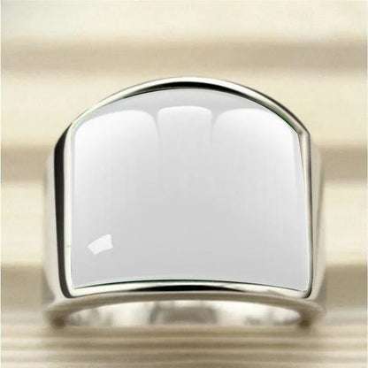 Vintage Men's Gemstone Ring Stainless Steel Single White Red Opal Rings Jewelry Gift for Men Women Boyfriend Girlfriend