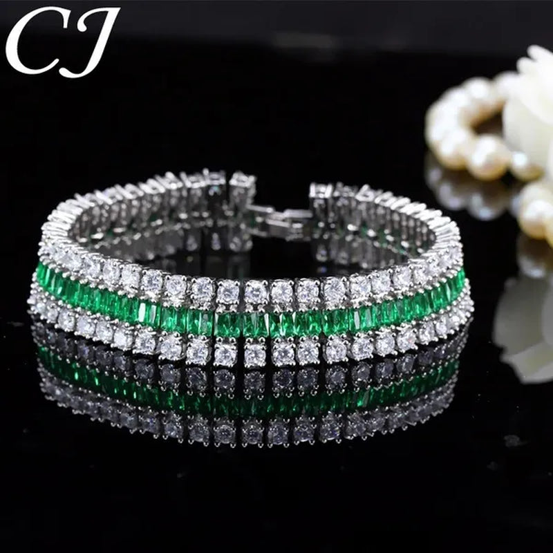 CANDICE Sparkling Wedding Bangle Jewelry Design Luxury Cubic Zirconia White Gold Plated Bridal Wide Bracelet For Women