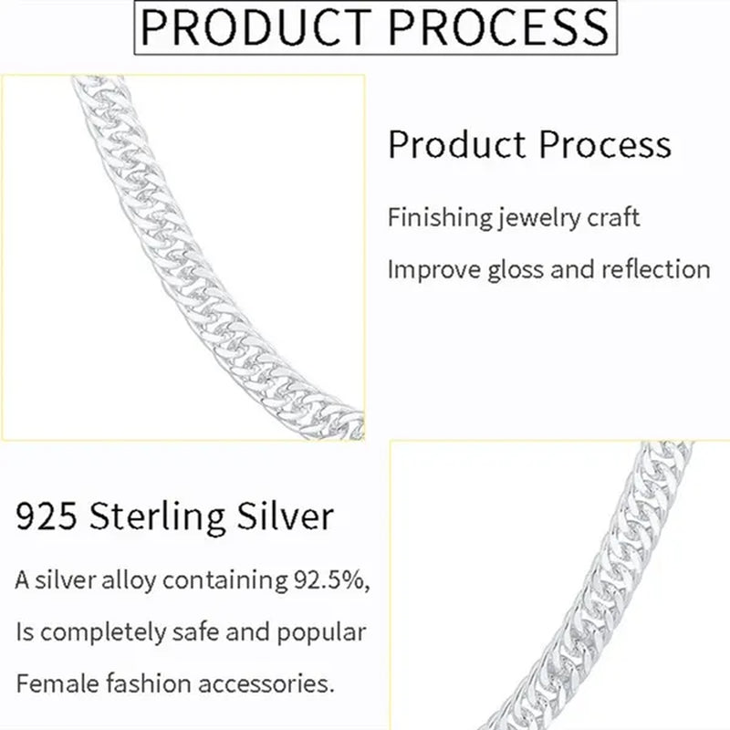 "HOT!" Fashion 925 Sterling Silver 10MM Full Sideways Chain Necklace 20'' 24'' Inch for Men Jewelry Wholesale
