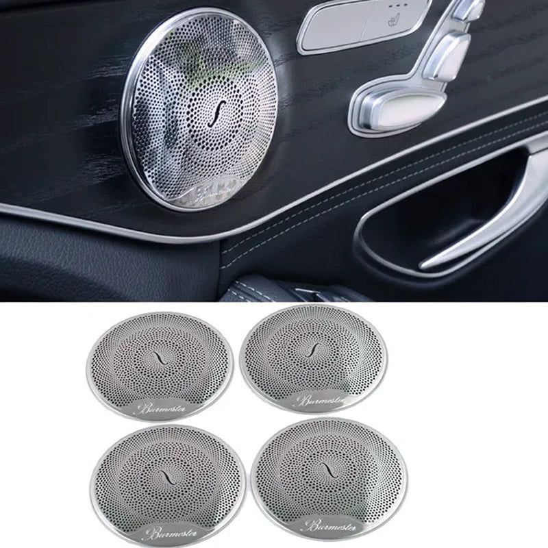 4Pcs Car Door Audio Speaker Decor Cover Loudspeaker 3D Trim Sticker for Mercedes Benz AMG C E Class W205 W213 GLC 2016 2017 Car Styling Accessories