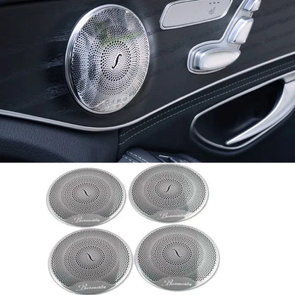 4Pcs Car Door Audio Speaker Decor Cover Loudspeaker 3D Trim Sticker for Mercedes Benz AMG C E Class W205 W213 GLC 2016 2017 Car Styling Accessories