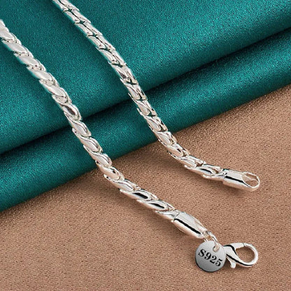 925 Sterling Silver Smooth Rope Snake Necklace Silver Chain for Woman Man Wedding Engagement Party Jewelry Gift