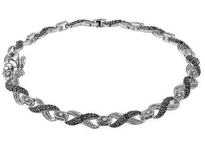 1/2 Carat (ctw I2-I3) Black & White Diamond Infinity Bracelet in Sterling Silver