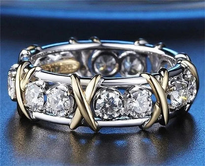 So Sparkling ! 925 Solid Sterling Silver Natural Gemstone White Sapphire Diamond Eternity Stackable Band Ring Wedding Engagement Fine Jewelry