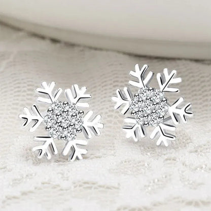 Junxin Elegant Natural Gemstone Full Diamond AAA CZ Snowflakes Stud Earrings Wedding Jewelry for Women