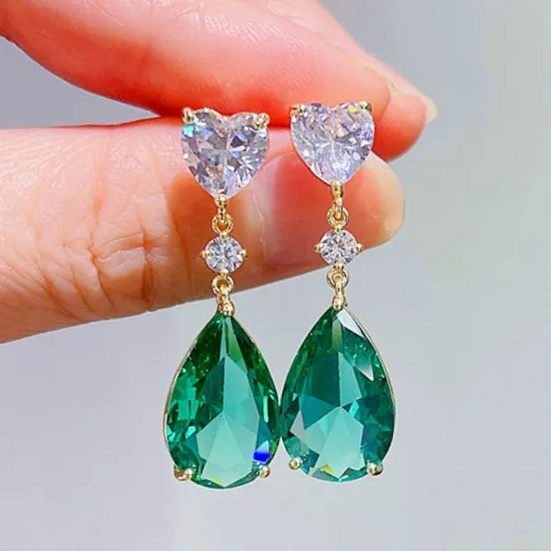 Trendy 14K Yellow Gold Teardrop Cut Citrine Gemstone Pendant Earrings for Women Bridal Wedding Jewelry Gift