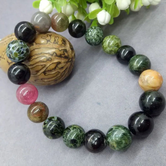 5A African Natural Stone Colorful Tourmaline Apyrite Beads Bracelet Charm
