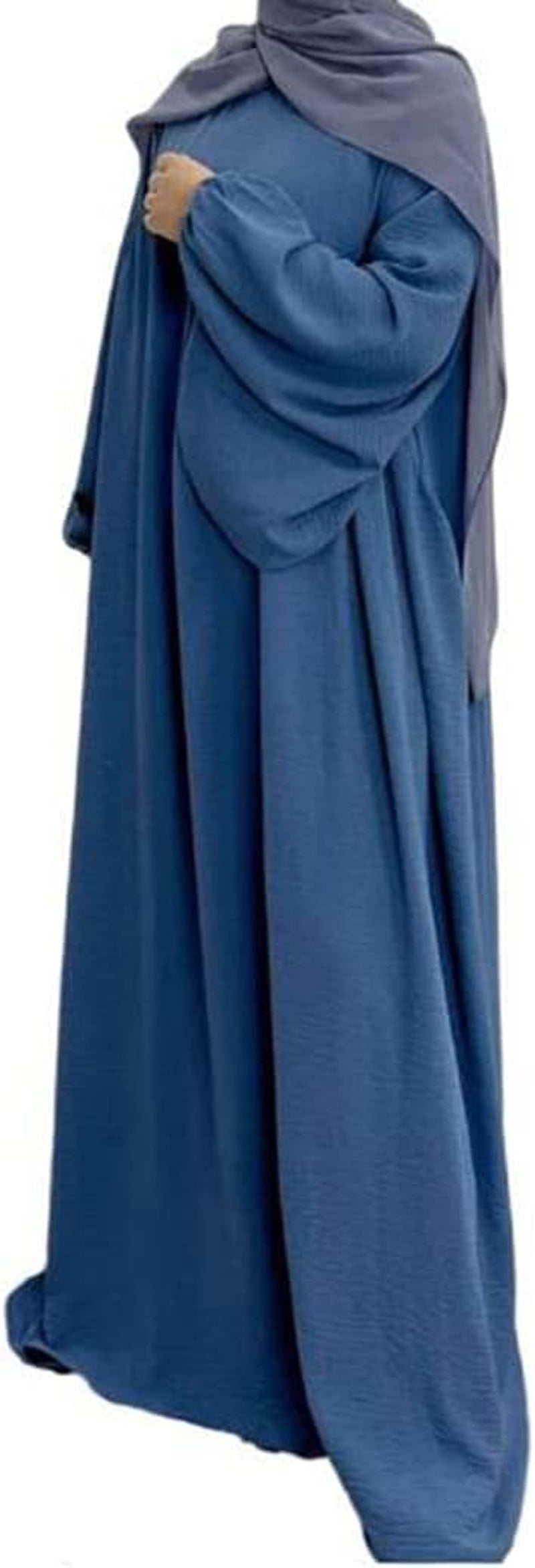 Women Muslim Dress Ramadan Prayer Garment Abaya Dubai Islam Eid Crepe Balloon Sleeve African Turkey Robe without Hijab