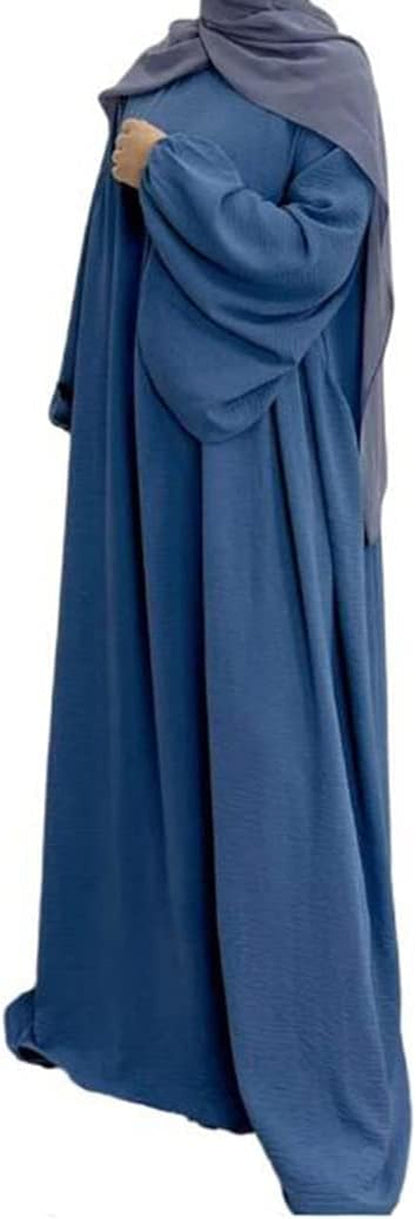 Women Muslim Dress Ramadan Prayer Garment Abaya Dubai Islam Eid Crepe Balloon Sleeve African Turkey Robe without Hijab