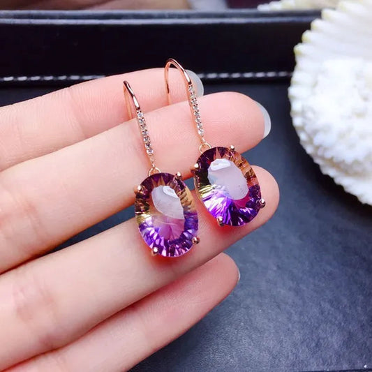 2022 Fashion Trend New  Earrings Colorful Gemstone Amethyst Plating 18k Earrings For Women Charm Jewelry Christmas Party Gift