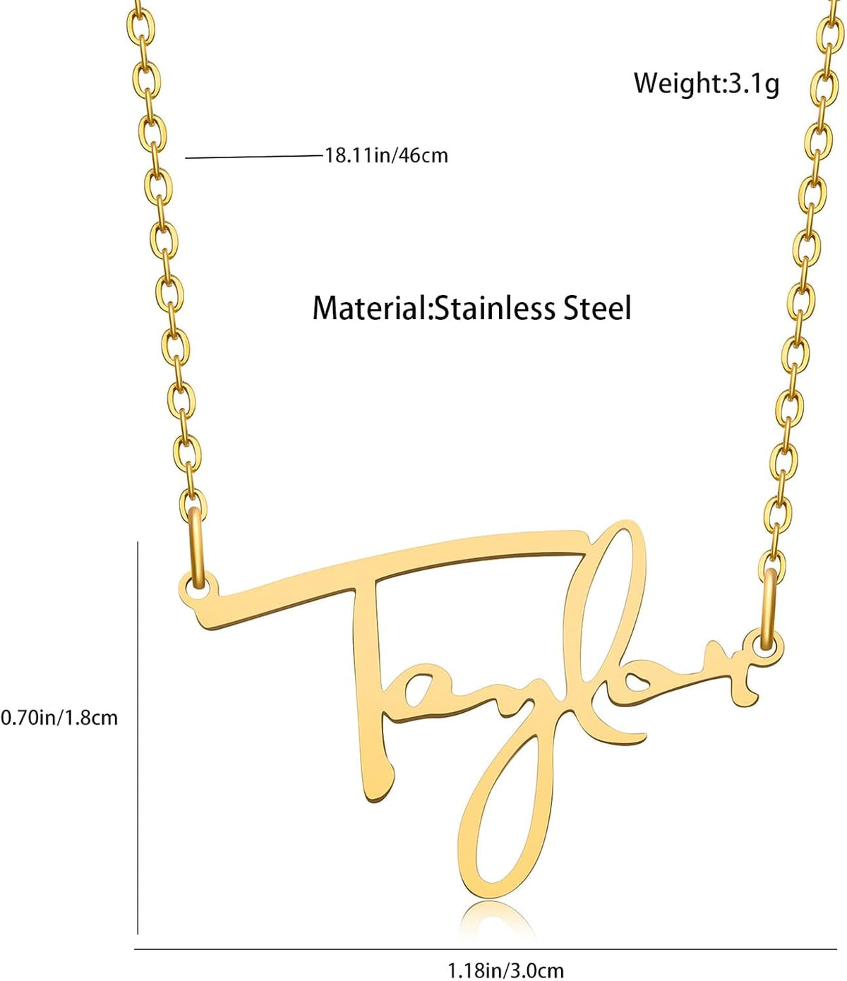 Signature Necklace Gold Name Pendant Inspired by Album Women Stainless Steel Necklace Choker for Fans