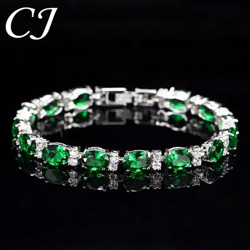CANDICE Top Grade Blue Oval Women Silver Plated Jewelry Pave White Cubic Zirconia Noble Tennis Bracelet Bangles with Extended Clasp