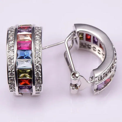 Morganite Pink Sapphire Topaz Garnet Amethyst Ruby Peridot Emerald Aquamarine 925 Sterling Silver Fashion Earrings