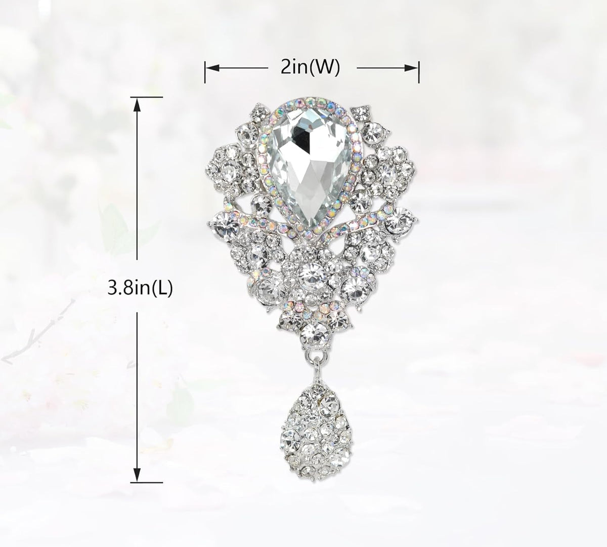 Women'S Austrian Crystal Bouquet Flower Teardrop Large Gorgeous Brooch Pin