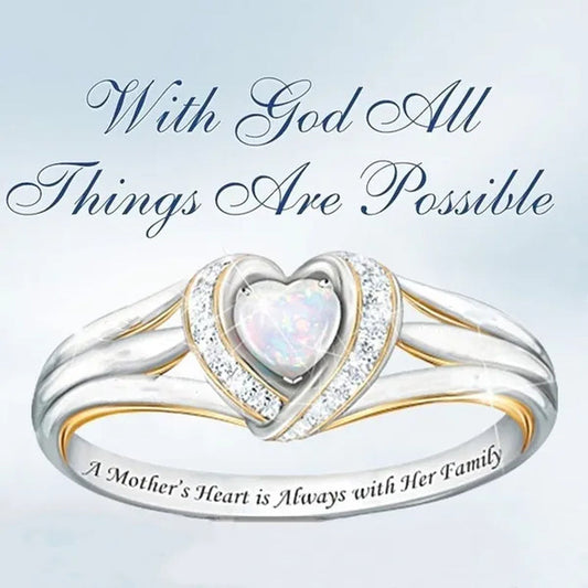 925 Silver 18k Gold Heart Shaped Opal Diamond Ring Ladies Engagement Ring Fashion Jewelry Gift for Mom Size 6-10