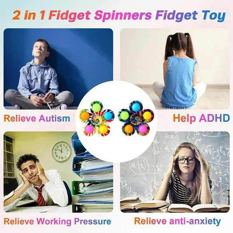 10Pcs / 5 / 2 / 1Pcs 2 In 1 Pop & Decompression Fidget Spinner , Gyro Spinner Spinning Top, Playability, Rotatable, Pressable, Decompress ADHD, Children's Toys, Decompression Toy,Fidget Toys Boutique Gifts