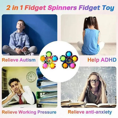 10Pcs / 5 / 2 / 1Pcs 2 In 1 Pop & Decompression Fidget Spinner , Gyro Spinner Spinning Top, Playability, Rotatable, Pressable, Decompress ADHD, Children's Toys, Decompression Toy,Fidget Toys Boutique Gifts