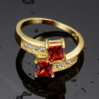 Exquisite Retro 18K Gold Natural Garnet Red Ruby Gemstone Ring Anniversary Gift Romantic Bride Engagement Wedding Party Bands Fine Jewelry