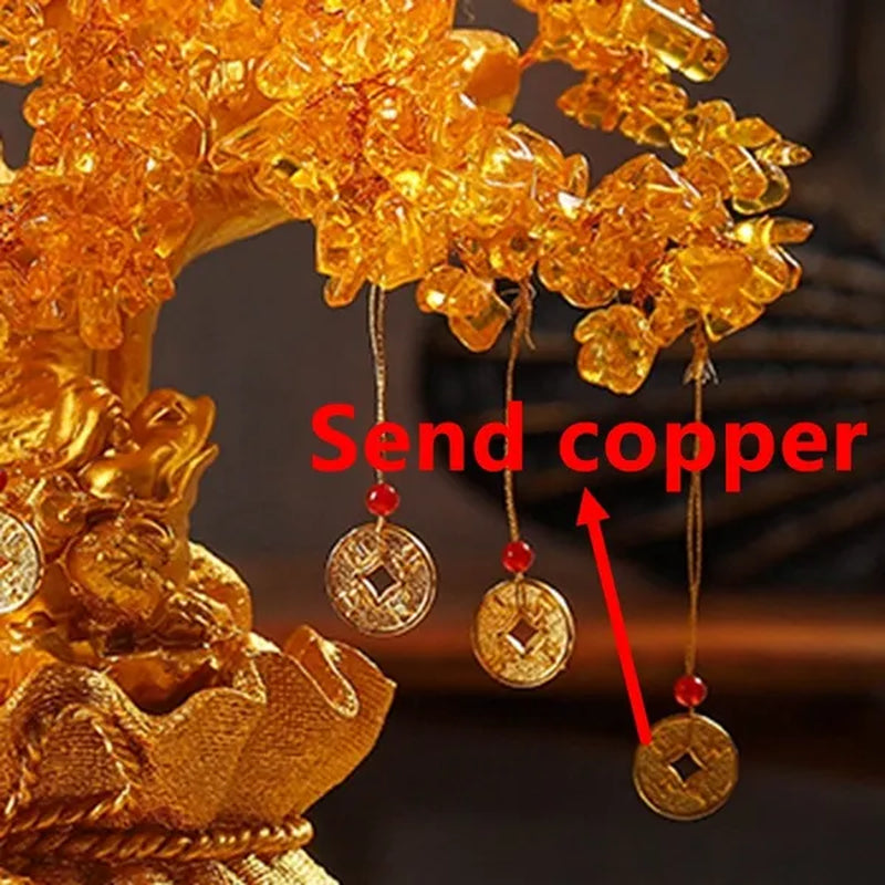 Resin Citrine Feng Shui Money Tree Lucky Tree Home Decoration Ornaments Festival Holiday Gifts Bring Wealth