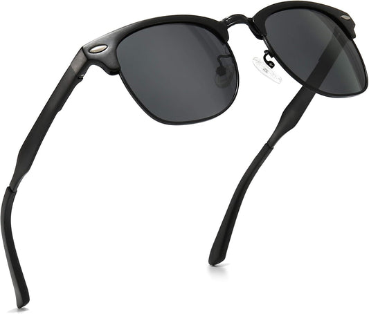 Polarized Sunglasses for Men and Women, Classic Half-Frame Retro Shades for Driving, Travel, and Outdoor Activities