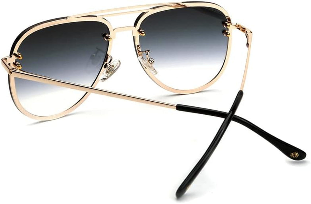 Premium Rimless Oversized Aviator Sunglasses for Women, Polarized PC Lens UV Protection Women’s Shade VF2203
